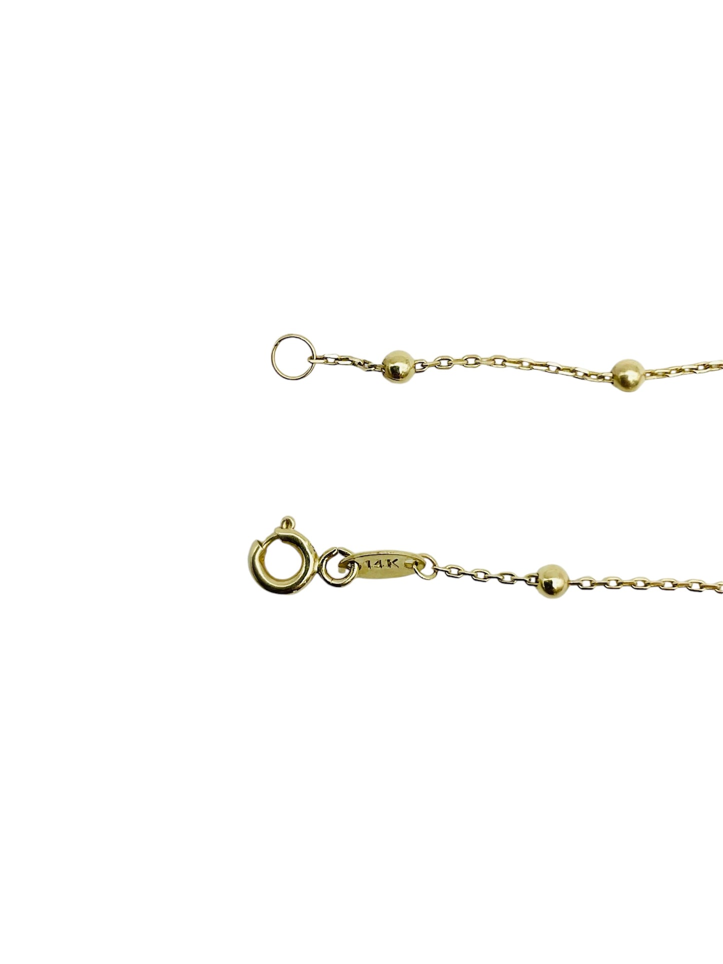 14K Solid Yellow Gold Beaded Bracelet with Two Color Star Charms