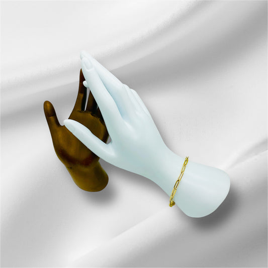 14K Solid Yellow Gold Paper Clip Bracelet