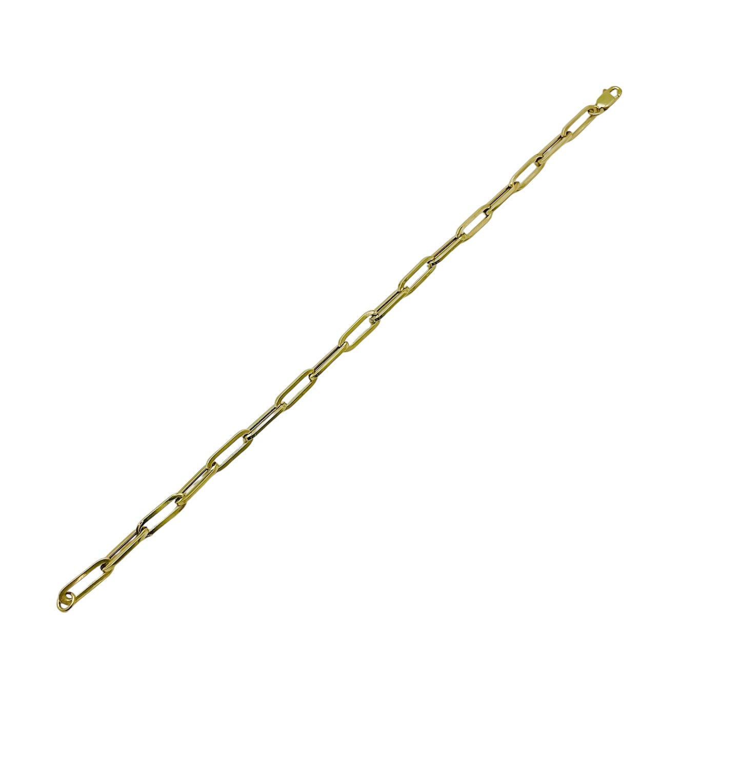 14K Solid Yellow Gold Paper Clip Bracelet