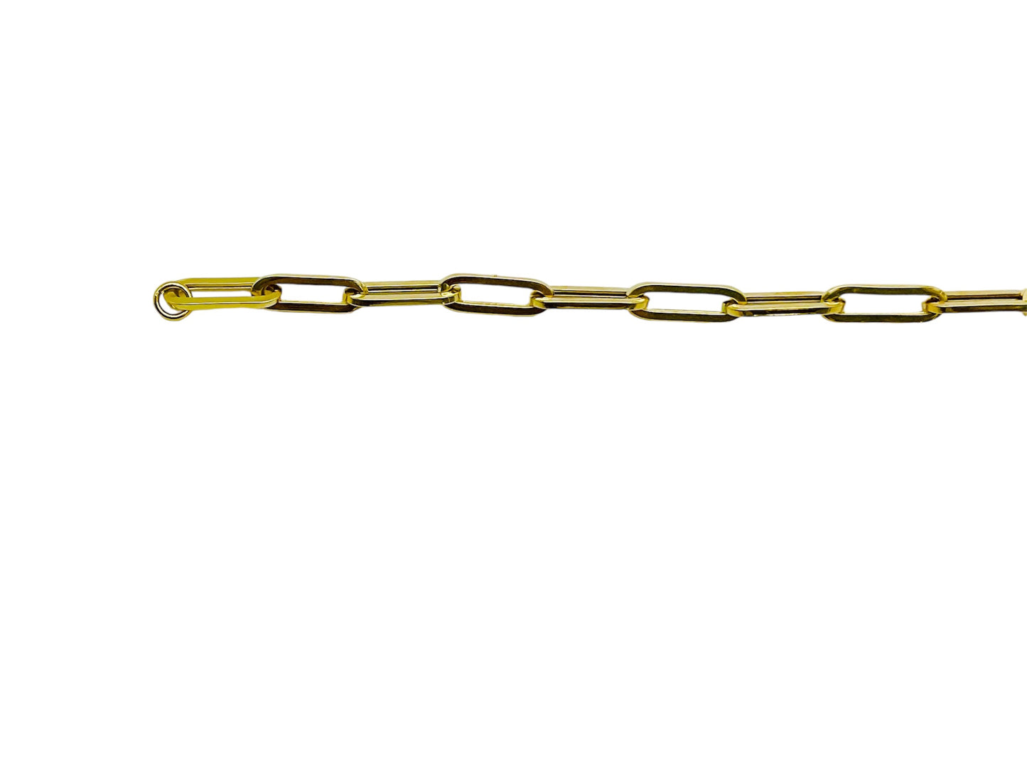 14K Solid Yellow Gold Paper Clip Bracelet
