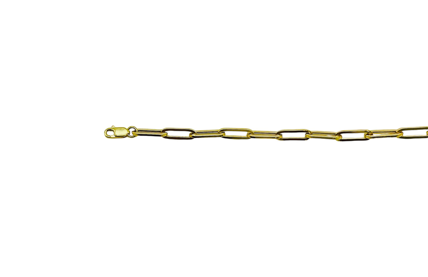 14K Solid Yellow Gold Paper Clip Bracelet