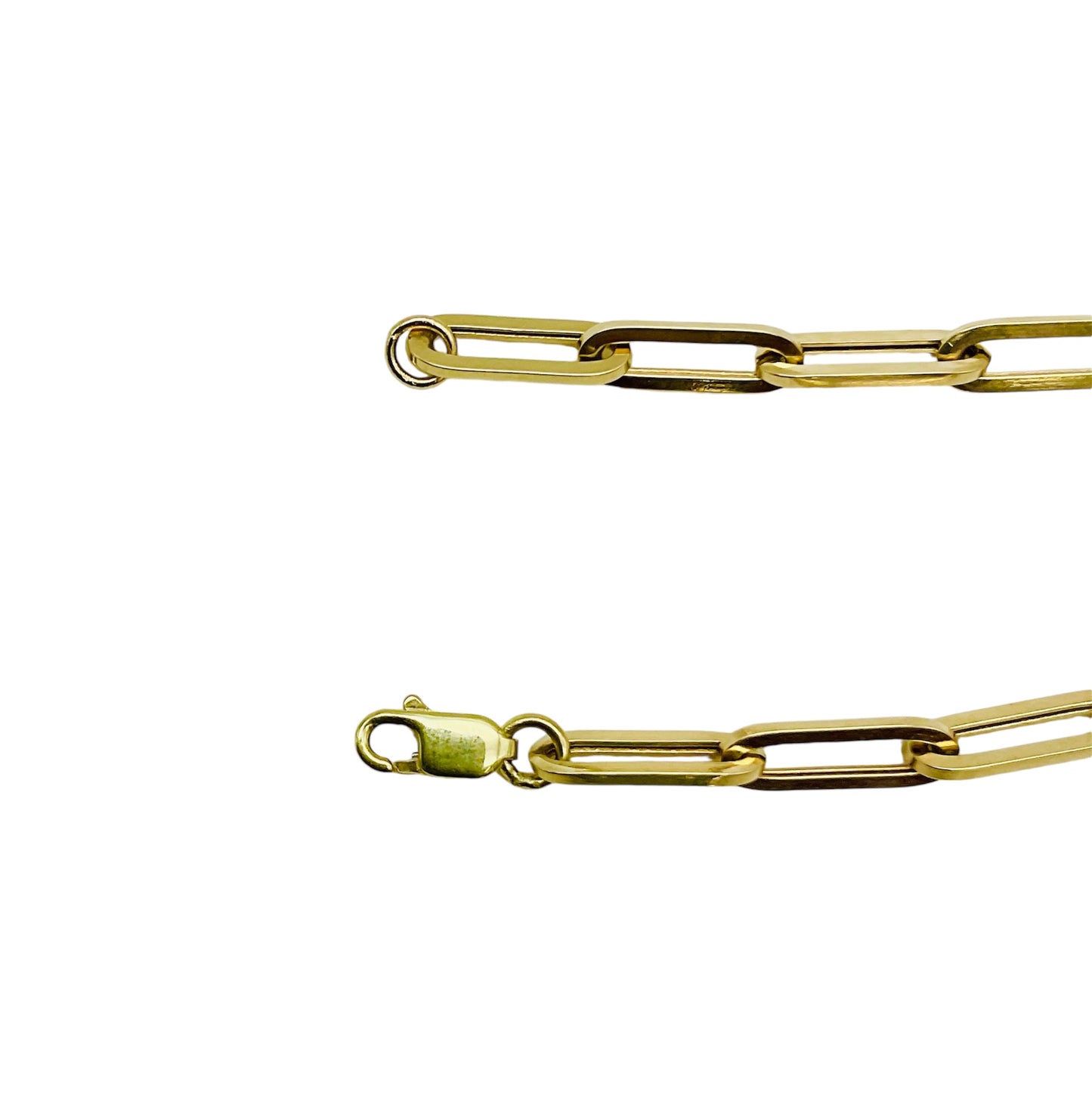 14K Solid Yellow Gold Paper Clip Bracelet