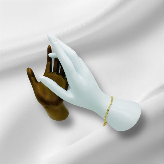 14K Solid Yellow Gold Puffed Mariner Chain Bracelet