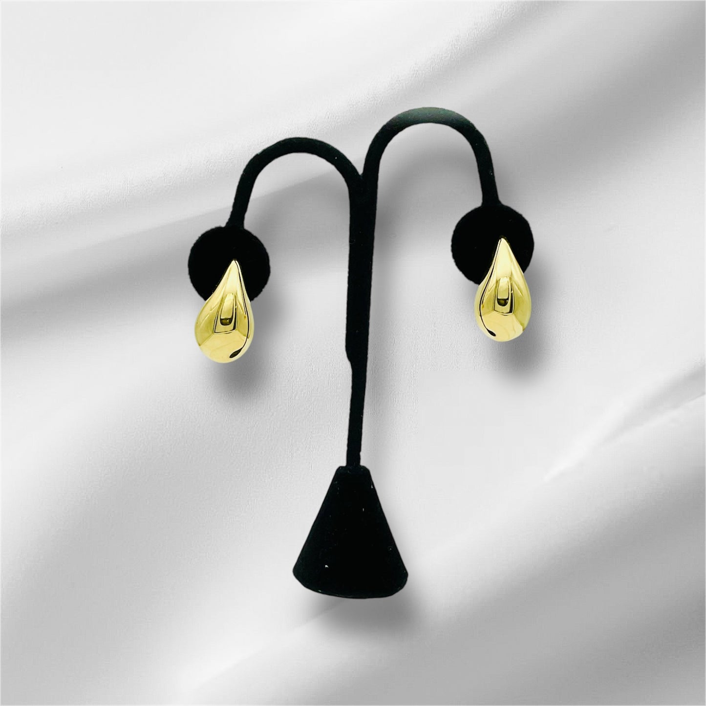14K Solid Yellow Gold Large Teardrop Earring
