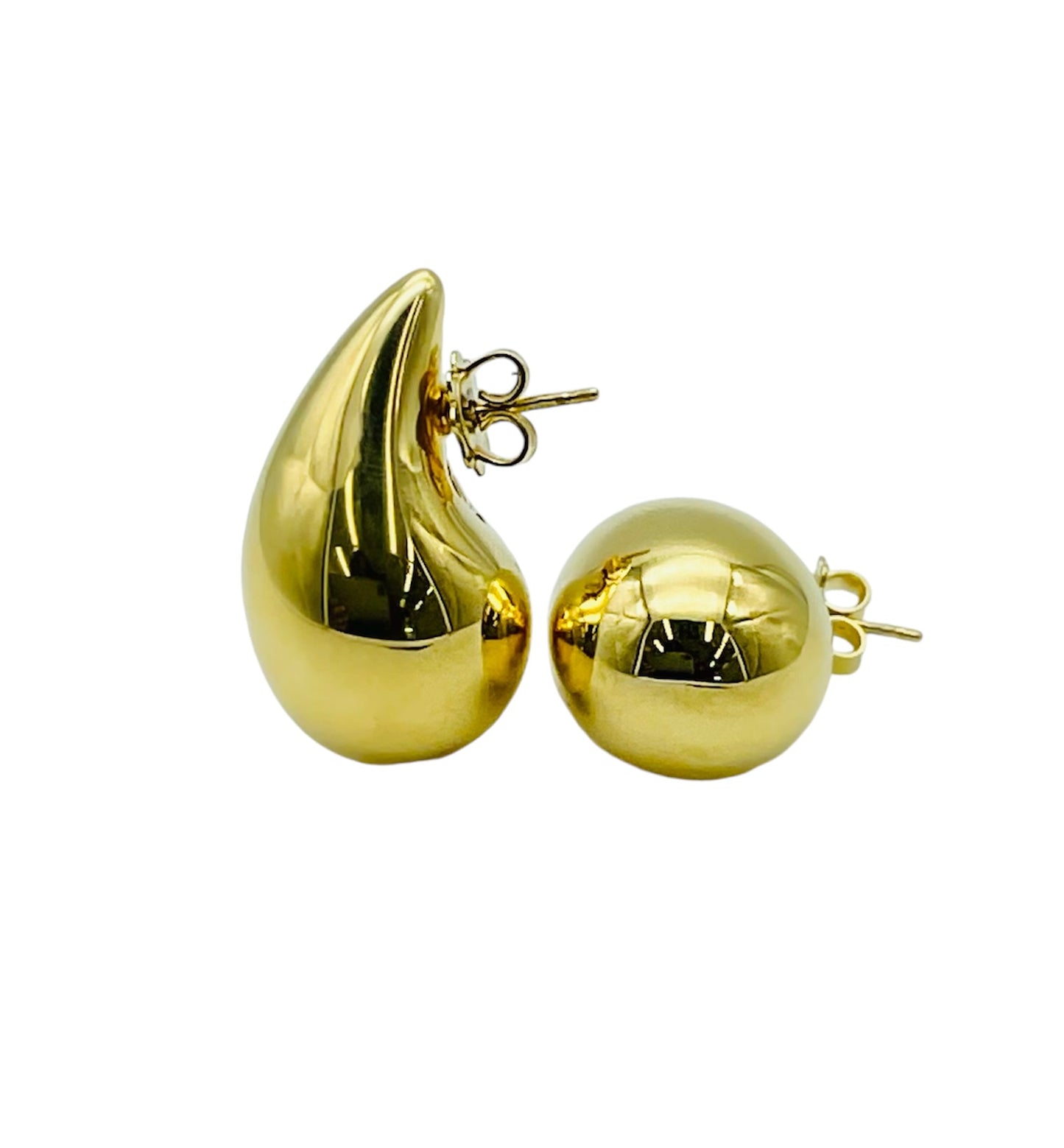 14K Solid Yellow Gold Large Teardrop Earring