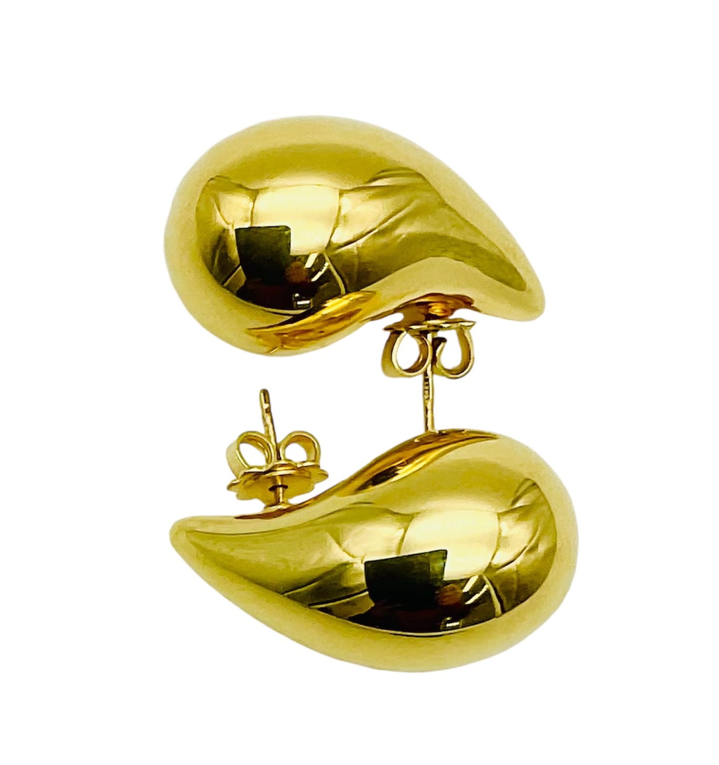 14K Solid Yellow Gold Large Teardrop Earring