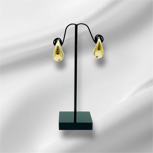 14K Solid Yellow Gold Medium Teardrop Earrings