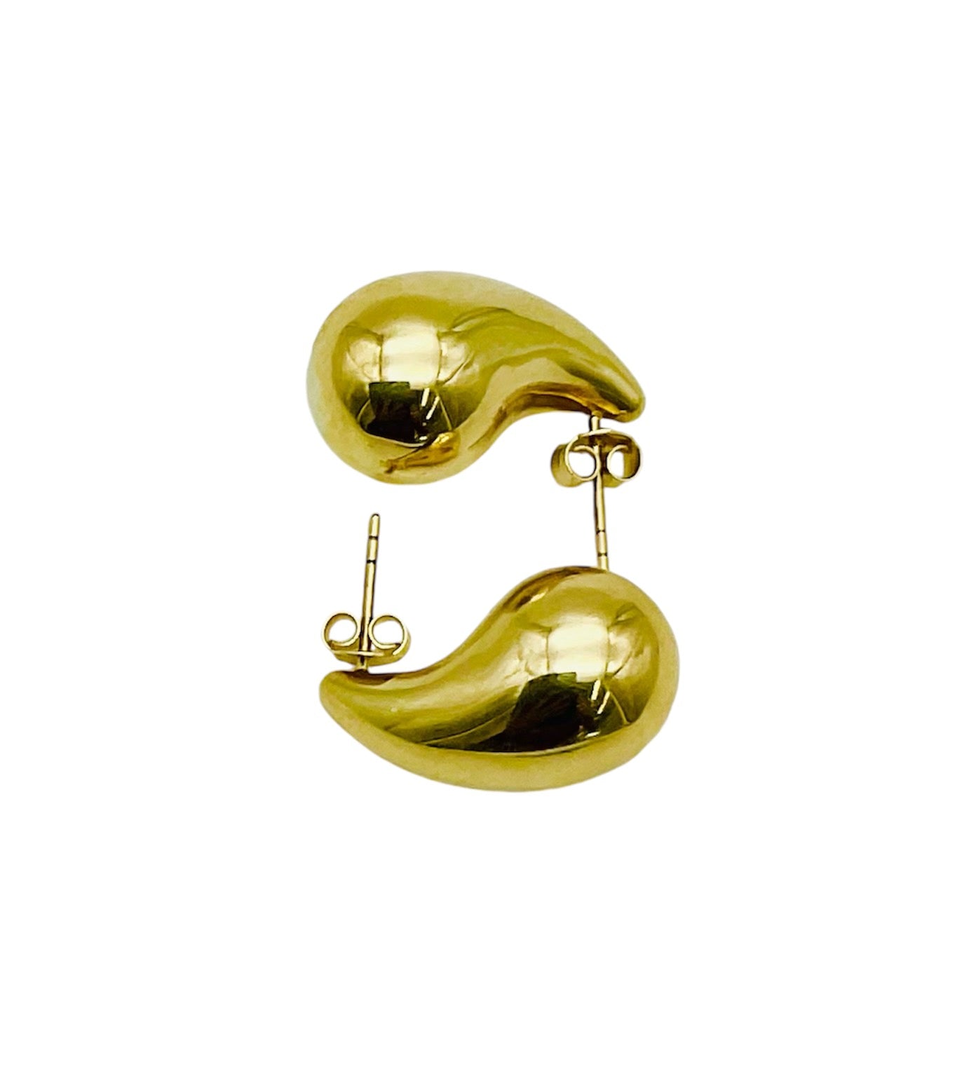 14K Solid Yellow Gold Medium Teardrop Earrings