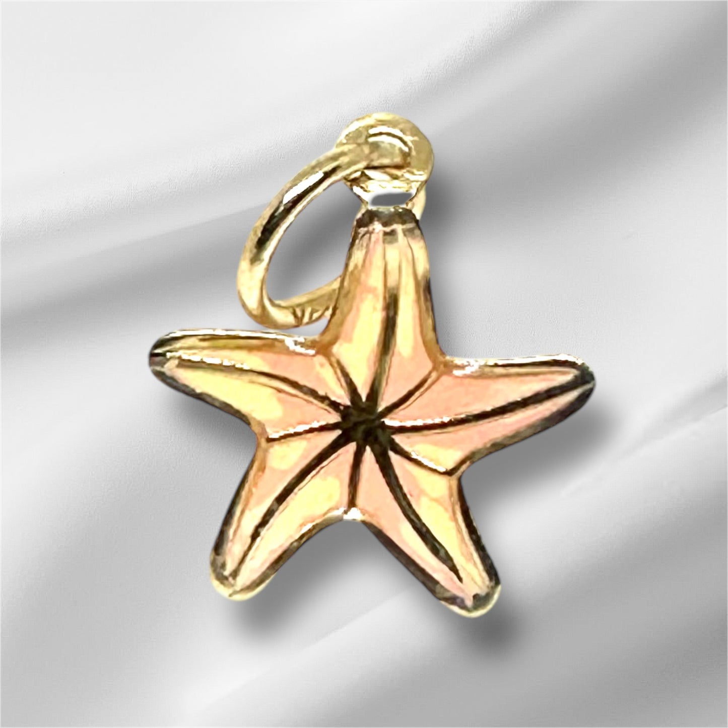 14K Solid Gold Star Enameled Pendant