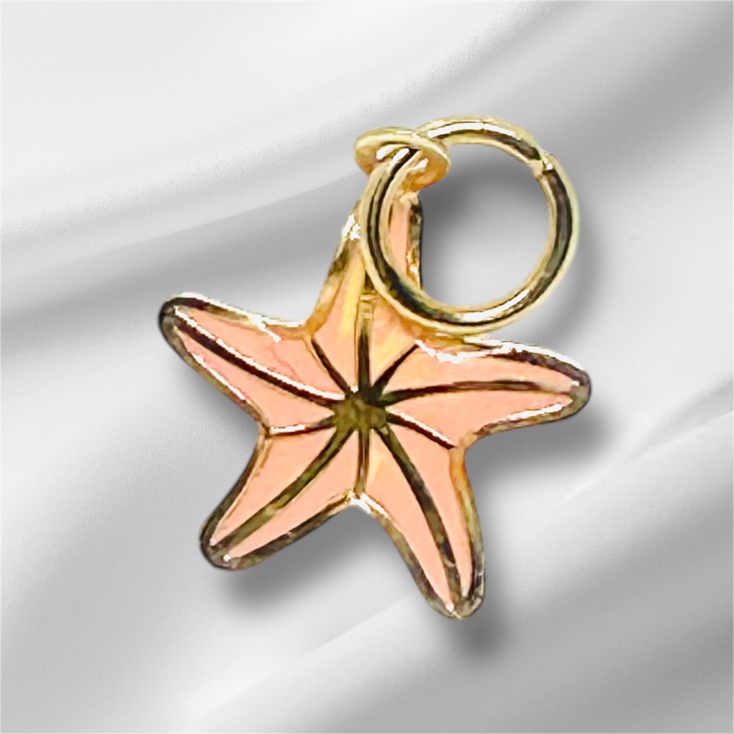 14K Solid Gold Star Enameled Pendant