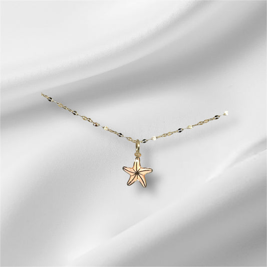 14K Solid Gold Star Enameled Pendant