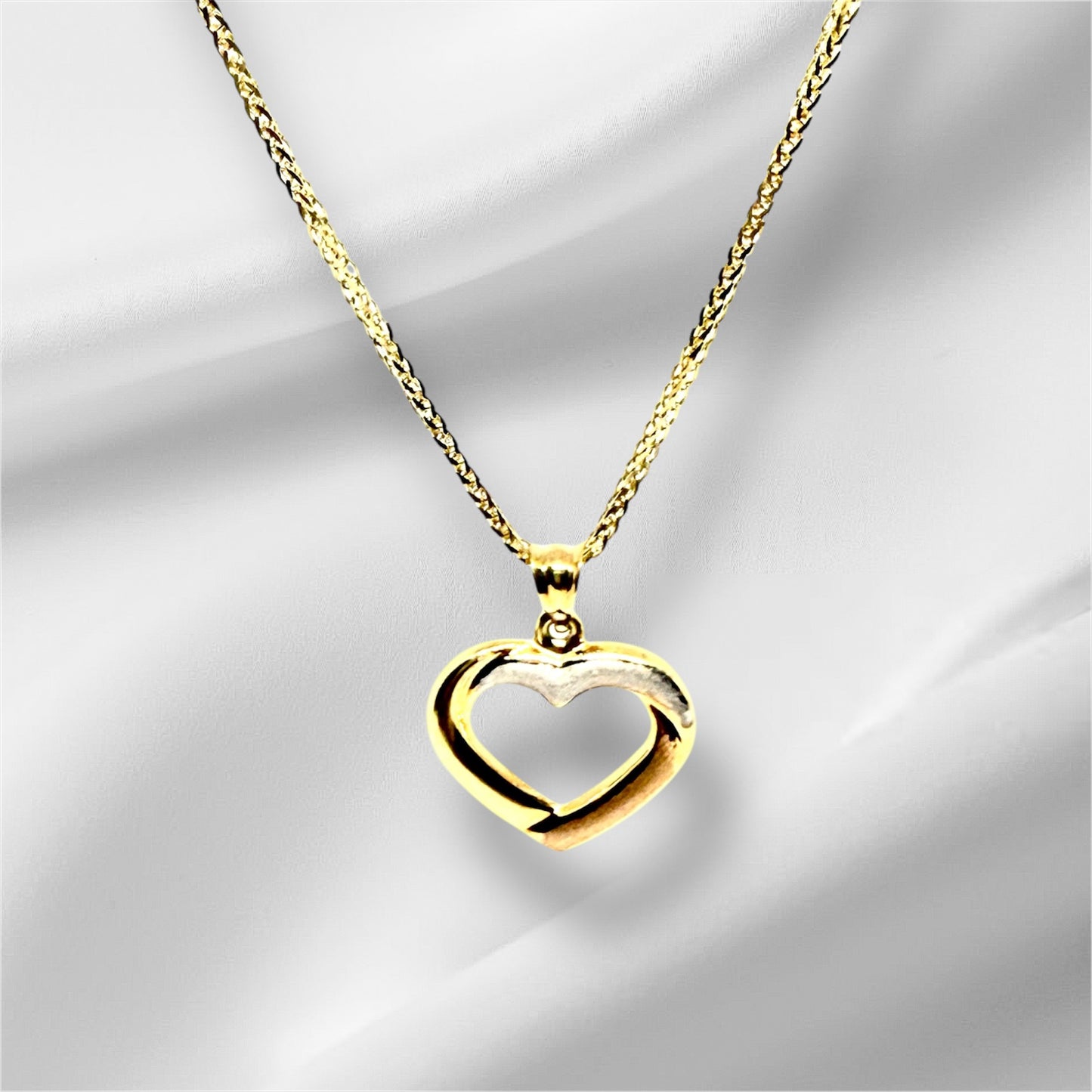 14K Solid Gold Tri color Heart Pendant