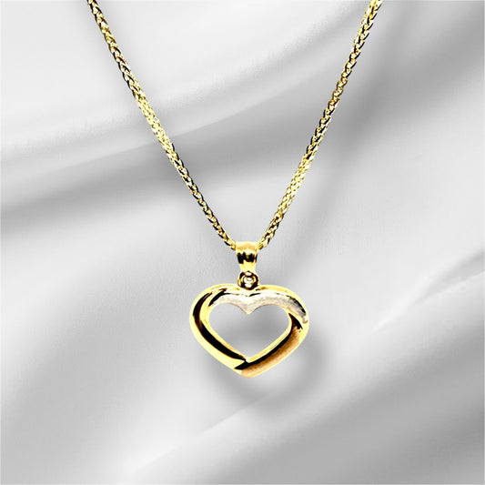 14K Solid Gold Tri color Heart Pendant