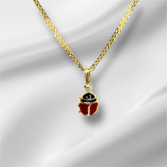 14K Solid Gold Large Ladybug Pendant
