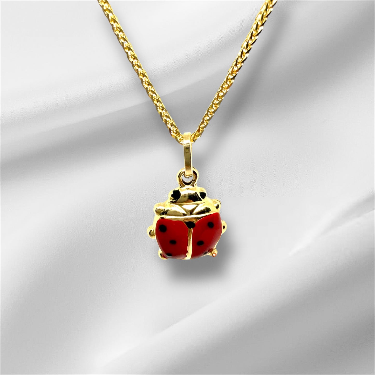 14K Solid Gold Large Ladybug Pendant