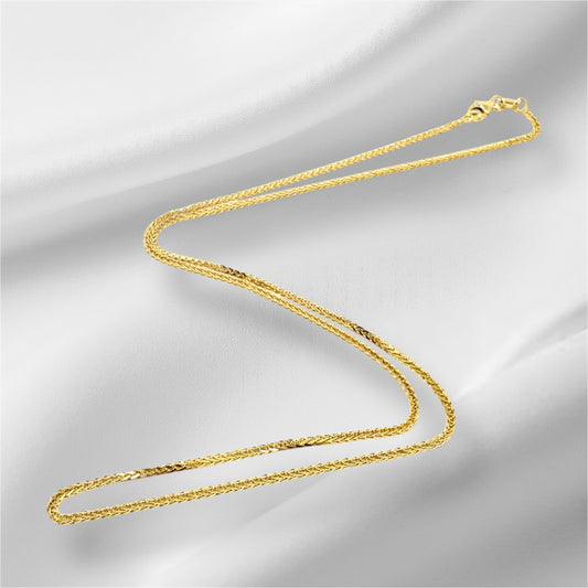 14K Solid Gold Thin Wheat Chain Necklace
