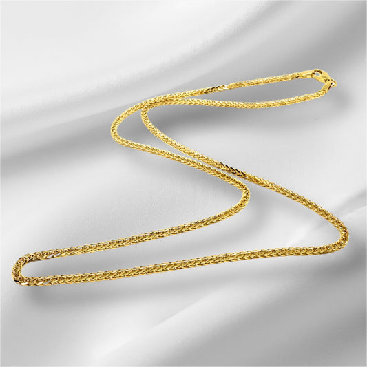 14k Solid Gold Thick Wheat Chain Necklace