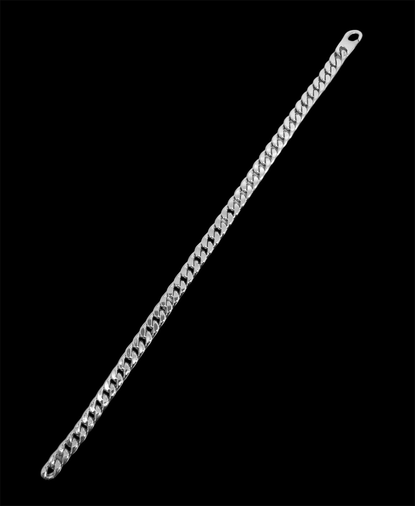 14K Solid White Gold 6mm Cuban Link Chain Bracelet