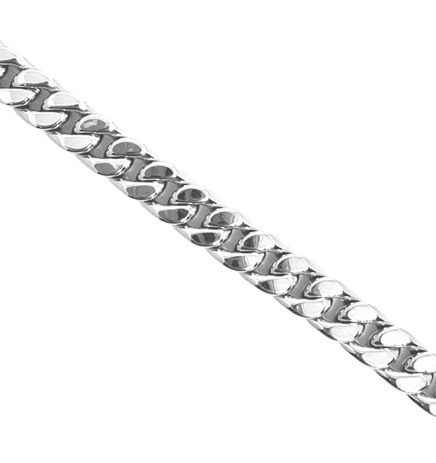 14K Solid White Gold 6mm Cuban Link Chain Bracelet