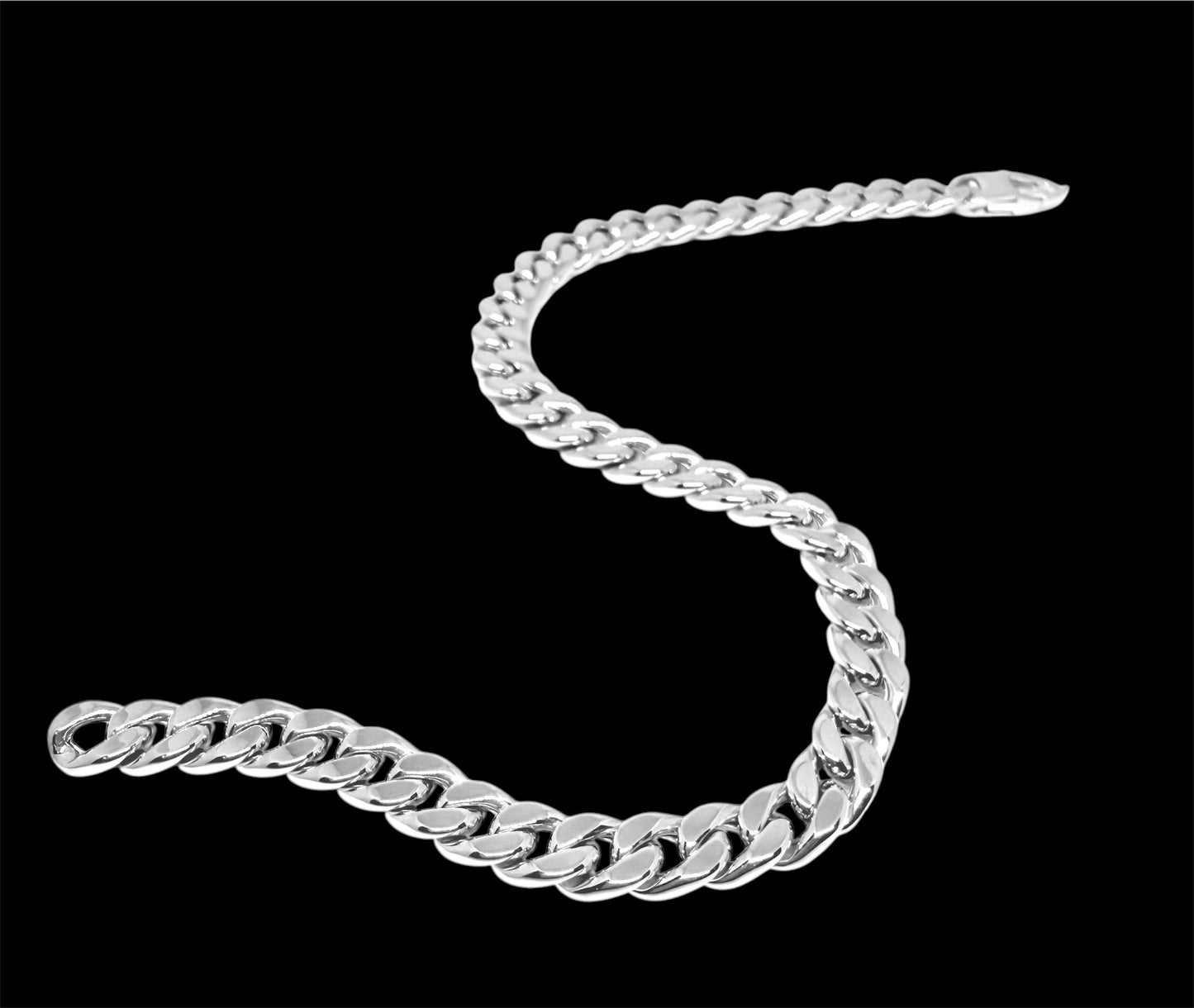 14K Solid White Gold 6mm Cuban Link Chain Bracelet